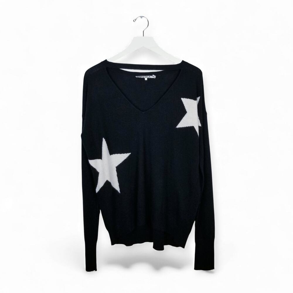 PAM & GELA + REVOLVE Stars Intarsia Wool & Cashmere Blend Knit Sweater - Large - Picture 4 of 9
